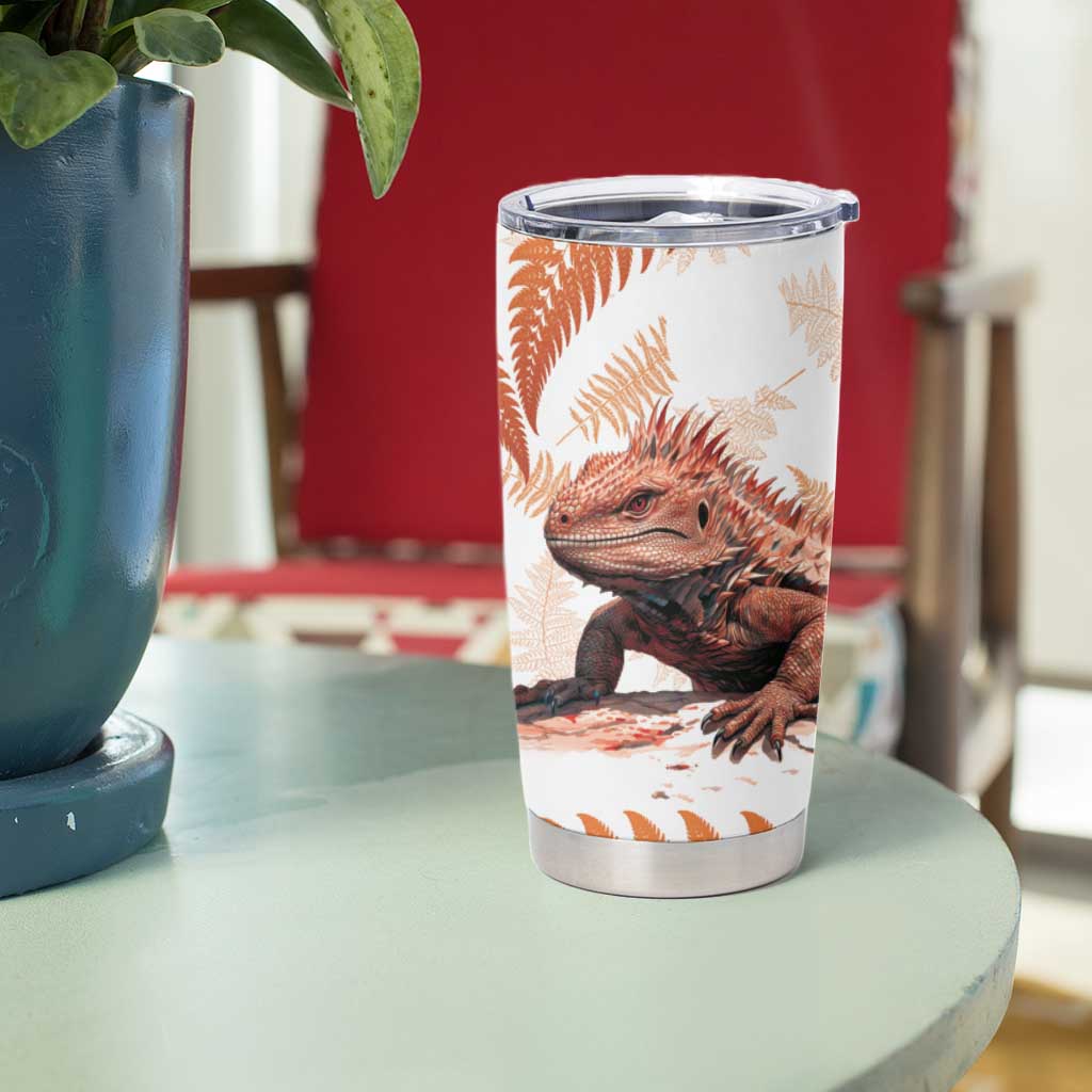 Red New Zealand Tuatara Tumbler Cup Aotearoa Sphenodon Punctatus Silver Fern LT14 - Polynesian Pride