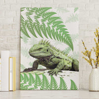 Green New Zealand Tuatara Canvas Wall Art Aotearoa Sphenodon Punctatus Silver Fern LT14 Without Frame Green - Polynesian Pride