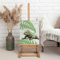Green New Zealand Tuatara Canvas Wall Art Aotearoa Sphenodon Punctatus Silver Fern LT14 - Polynesian Pride
