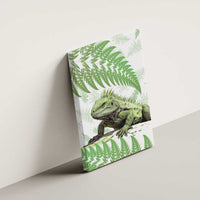 Green New Zealand Tuatara Canvas Wall Art Aotearoa Sphenodon Punctatus Silver Fern LT14 - Polynesian Pride