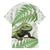 Green New Zealand Tuatara Family Matching Off The Shoulder Long Sleeve Dress and Hawaiian Shirt Aotearoa Sphenodon Punctatus Silver Fern