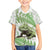 Green New Zealand Tuatara Family Matching Off The Shoulder Long Sleeve Dress and Hawaiian Shirt Aotearoa Sphenodon Punctatus Silver Fern