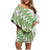 Green New Zealand Tuatara Family Matching Off Shoulder Short Dress and Hawaiian Shirt Aotearoa Sphenodon Punctatus Silver Fern