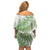 Green New Zealand Tuatara Family Matching Off Shoulder Short Dress and Hawaiian Shirt Aotearoa Sphenodon Punctatus Silver Fern