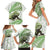 Green New Zealand Tuatara Family Matching Short Sleeve Bodycon Dress and Hawaiian Shirt Aotearoa Sphenodon Punctatus Silver Fern