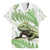 Green New Zealand Tuatara Family Matching Short Sleeve Bodycon Dress and Hawaiian Shirt Aotearoa Sphenodon Punctatus Silver Fern