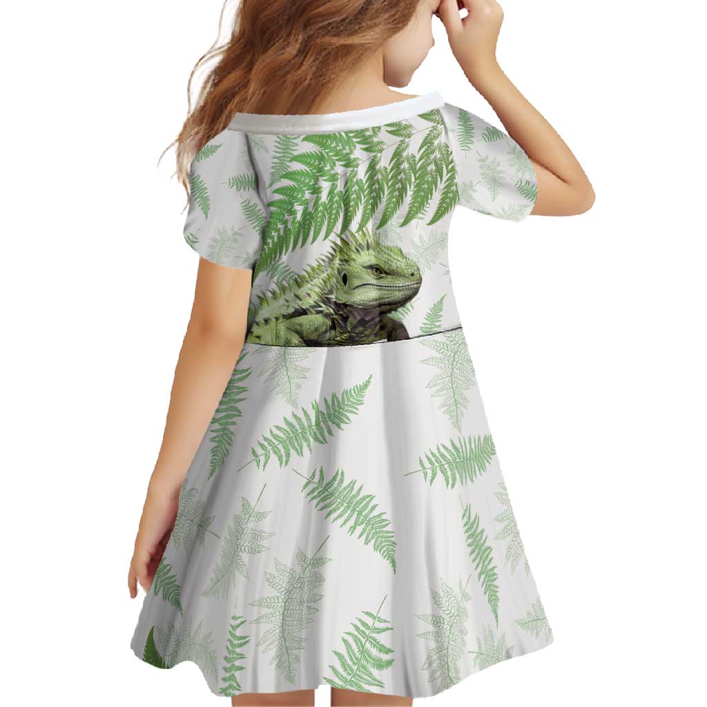 Green New Zealand Tuatara Family Matching Tank Maxi Dress and Hawaiian Shirt Aotearoa Sphenodon Punctatus Silver Fern