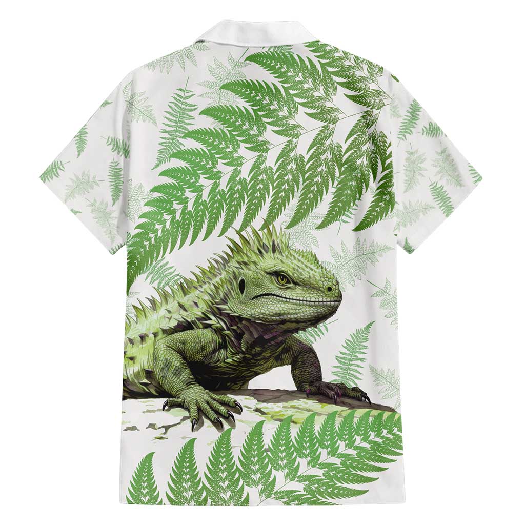Green New Zealand Tuatara Family Matching Tank Maxi Dress and Hawaiian Shirt Aotearoa Sphenodon Punctatus Silver Fern