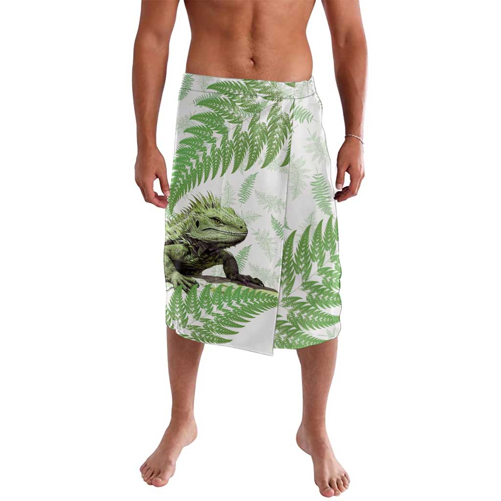 Green New Zealand Tuatara Lavalava Aotearoa Sphenodon Punctatus Silver Fern LT14 Green - Polynesian Pride