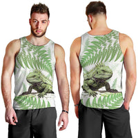 Green New Zealand Tuatara Men Tank Top Aotearoa Sphenodon Punctatus Silver Fern LT14 - Polynesian Pride