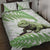 Green New Zealand Tuatara Quilt Bed Set Aotearoa Sphenodon Punctatus Silver Fern