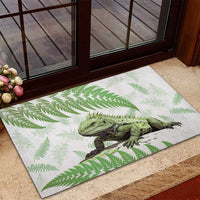 Green New Zealand Tuatara Rubber Doormat Aotearoa Sphenodon Punctatus Silver Fern LT14 - Polynesian Pride
