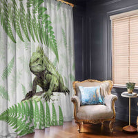 Green New Zealand Tuatara Window Curtain Aotearoa Sphenodon Punctatus Silver Fern LT14 - Polynesian Pride