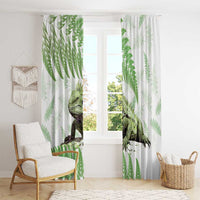Green New Zealand Tuatara Window Curtain Aotearoa Sphenodon Punctatus Silver Fern LT14 - Polynesian Pride