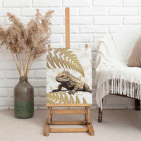 Gold New Zealand Tuatara Canvas Wall Art Aotearoa Sphenodon Punctatus Silver Fern LT14 - Polynesian Pride