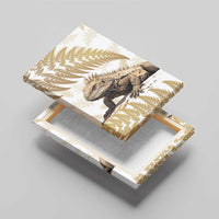 Gold New Zealand Tuatara Canvas Wall Art Aotearoa Sphenodon Punctatus Silver Fern LT14 - Polynesian Pride