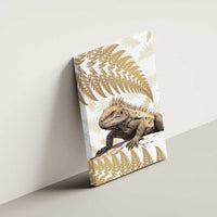 Gold New Zealand Tuatara Canvas Wall Art Aotearoa Sphenodon Punctatus Silver Fern LT14 - Polynesian Pride