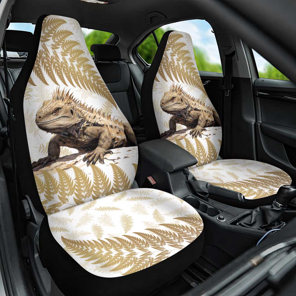 Gold New Zealand Tuatara Car Seat Cover Aotearoa Sphenodon Punctatus Silver Fern