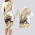 Gold New Zealand Tuatara Couples Matching Long Sleeve Bodycon Dress and Hawaiian Shirt Aotearoa Sphenodon Punctatus Silver Fern