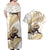 Gold New Zealand Tuatara Couples Matching Off Shoulder Maxi Dress and Hawaiian Shirt Aotearoa Sphenodon Punctatus Silver Fern