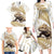 Gold New Zealand Tuatara Family Matching Long Sleeve Bodycon Dress and Hawaiian Shirt Aotearoa Sphenodon Punctatus Silver Fern