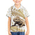 Gold New Zealand Tuatara Family Matching Off The Shoulder Long Sleeve Dress and Hawaiian Shirt Aotearoa Sphenodon Punctatus Silver Fern