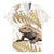 Gold New Zealand Tuatara Family Matching Off Shoulder Maxi Dress and Hawaiian Shirt Aotearoa Sphenodon Punctatus Silver Fern