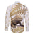 Gold New Zealand Tuatara Family Matching Off Shoulder Short Dress and Hawaiian Shirt Aotearoa Sphenodon Punctatus Silver Fern