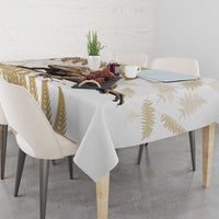 Gold New Zealand Tuatara Tablecloth Aotearoa Sphenodon Punctatus Silver Fern LT14 - Polynesian Pride
