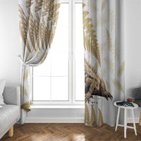 Gold New Zealand Tuatara Window Curtain Aotearoa Sphenodon Punctatus Silver Fern LT14 - Polynesian Pride