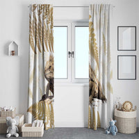 Gold New Zealand Tuatara Window Curtain Aotearoa Sphenodon Punctatus Silver Fern LT14 - Polynesian Pride