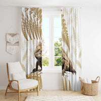 Gold New Zealand Tuatara Window Curtain Aotearoa Sphenodon Punctatus Silver Fern LT14 - Polynesian Pride