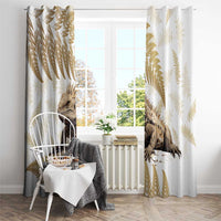 Gold New Zealand Tuatara Window Curtain Aotearoa Sphenodon Punctatus Silver Fern LT14 - Polynesian Pride