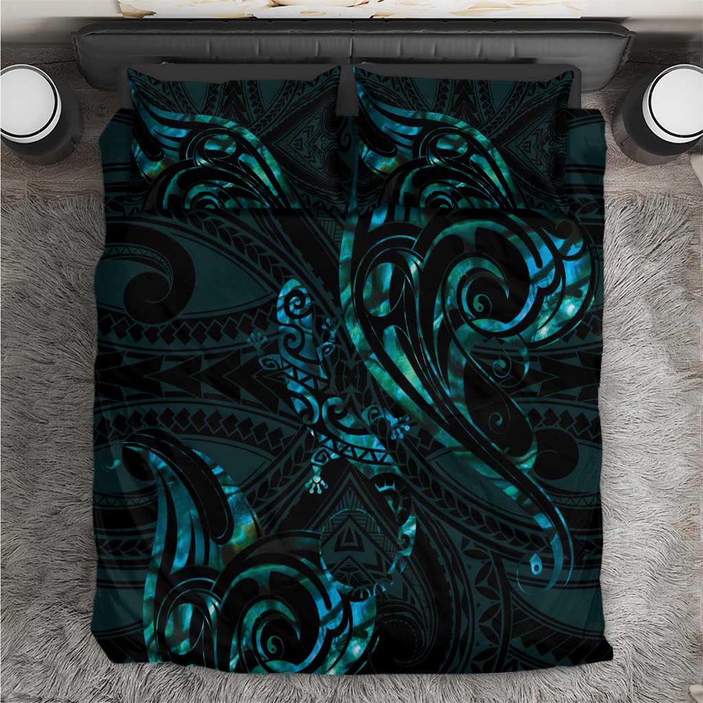 New Zealand Skink Bedding Set Aotearoa Maori Mix Paua Shell