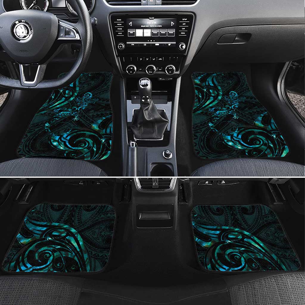 New Zealand Skink Car Mats Aotearoa Maori Mix Paua Shell LT14 Set 4pcs Blue - Polynesian Pride