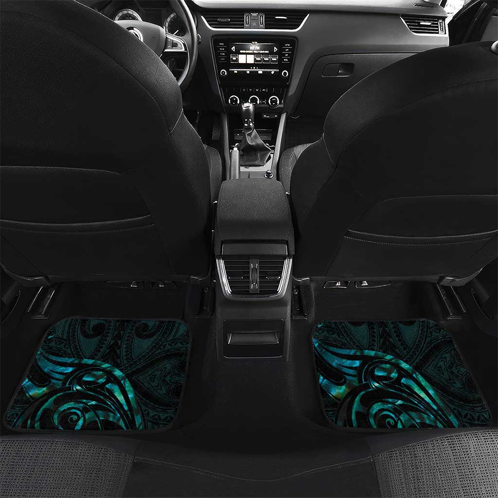 New Zealand Skink Car Mats Aotearoa Maori Mix Paua Shell LT14 Set 2pcs - Back Blue - Polynesian Pride
