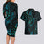 New Zealand Skink Couples Matching Long Sleeve Bodycon Dress and Hawaiian Shirt Aotearoa Maori Mix Paua Shell