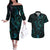 New Zealand Skink Couples Matching Off The Shoulder Long Sleeve Dress and Hawaiian Shirt Aotearoa Maori Mix Paua Shell