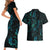 New Zealand Skink Couples Matching Short Sleeve Bodycon Dress and Hawaiian Shirt Aotearoa Maori Mix Paua Shell