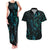 New Zealand Skink Couples Matching Tank Maxi Dress and Hawaiian Shirt Aotearoa Maori Mix Paua Shell