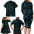 New Zealand Skink Family Matching Long Sleeve Bodycon Dress and Hawaiian Shirt Aotearoa Maori Mix Paua Shell