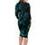 New Zealand Skink Family Matching Long Sleeve Bodycon Dress and Hawaiian Shirt Aotearoa Maori Mix Paua Shell