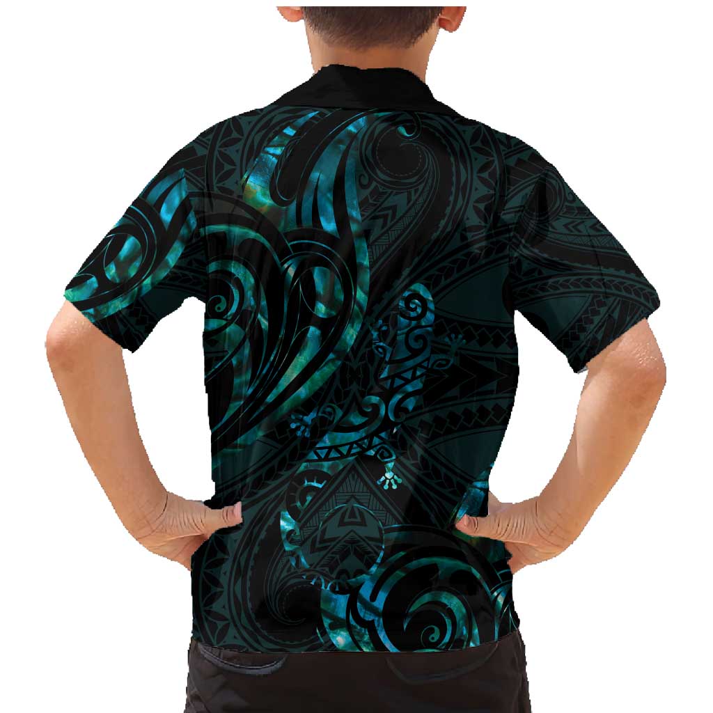 New Zealand Skink Family Matching Mermaid Dress and Hawaiian Shirt Aotearoa Maori Mix Paua Shell