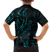 New Zealand Skink Family Matching Off Shoulder Maxi Dress and Hawaiian Shirt Aotearoa Maori Mix Paua Shell LT14 - Polynesian Pride
