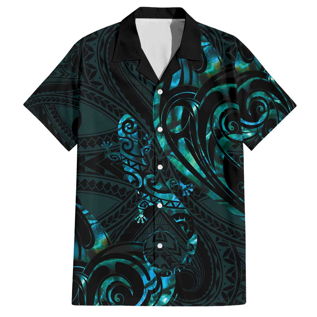 New Zealand Skink Family Matching Summer Maxi Dress and Hawaiian Shirt Aotearoa Maori Mix Paua Shell