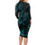 New Zealand Skink Long Sleeve Bodycon Dress Aotearoa Maori Mix Paua Shell