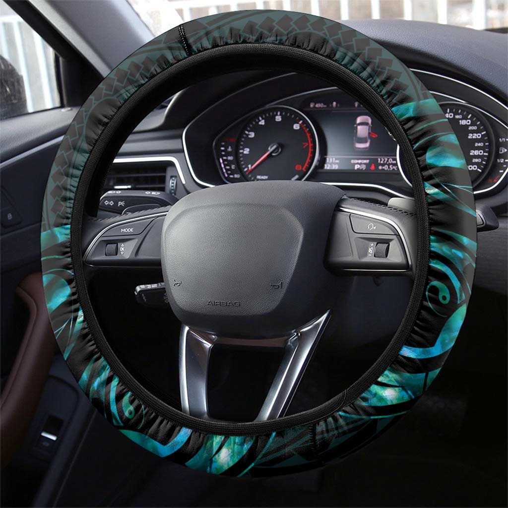 New Zealand Skink Steering Wheel Cover Aotearoa Maori Mix Paua Shell LT14 - Polynesian Pride