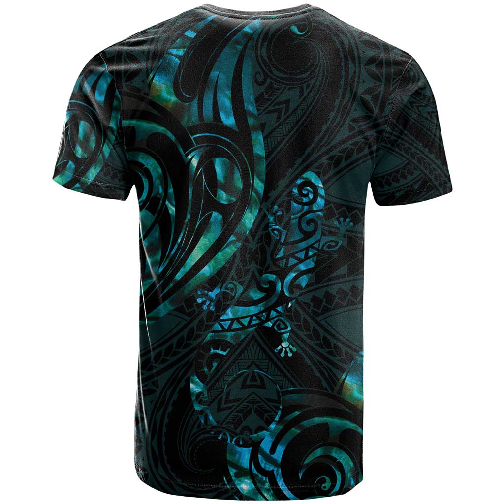 New Zealand Skink T Shirt Aotearoa Maori Mix Paua Shell LT14 - Polynesian Pride