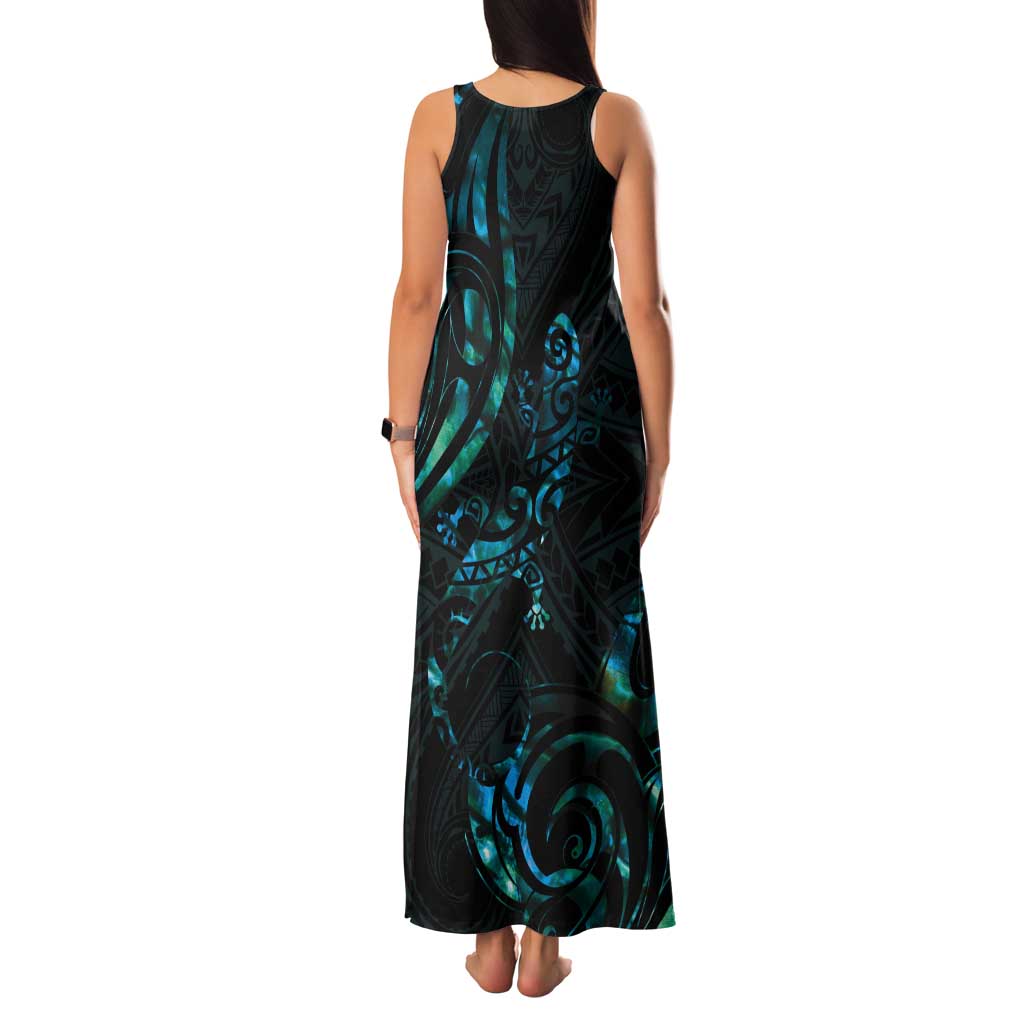 New Zealand Skink Tank Maxi Dress Aotearoa Maori Mix Paua Shell LT14 - Polynesian Pride