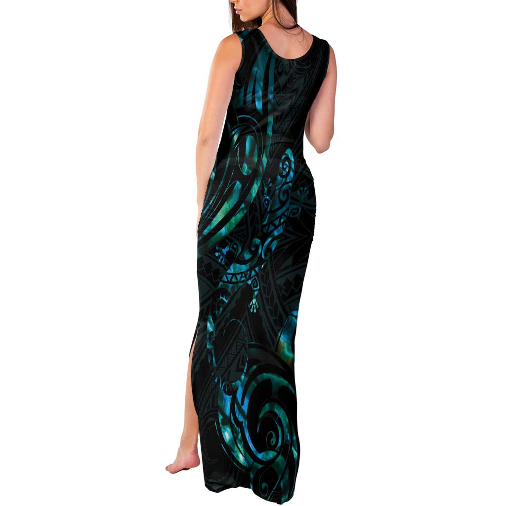 New Zealand Skink Tank Maxi Dress Aotearoa Maori Mix Paua Shell LT14 - Polynesian Pride